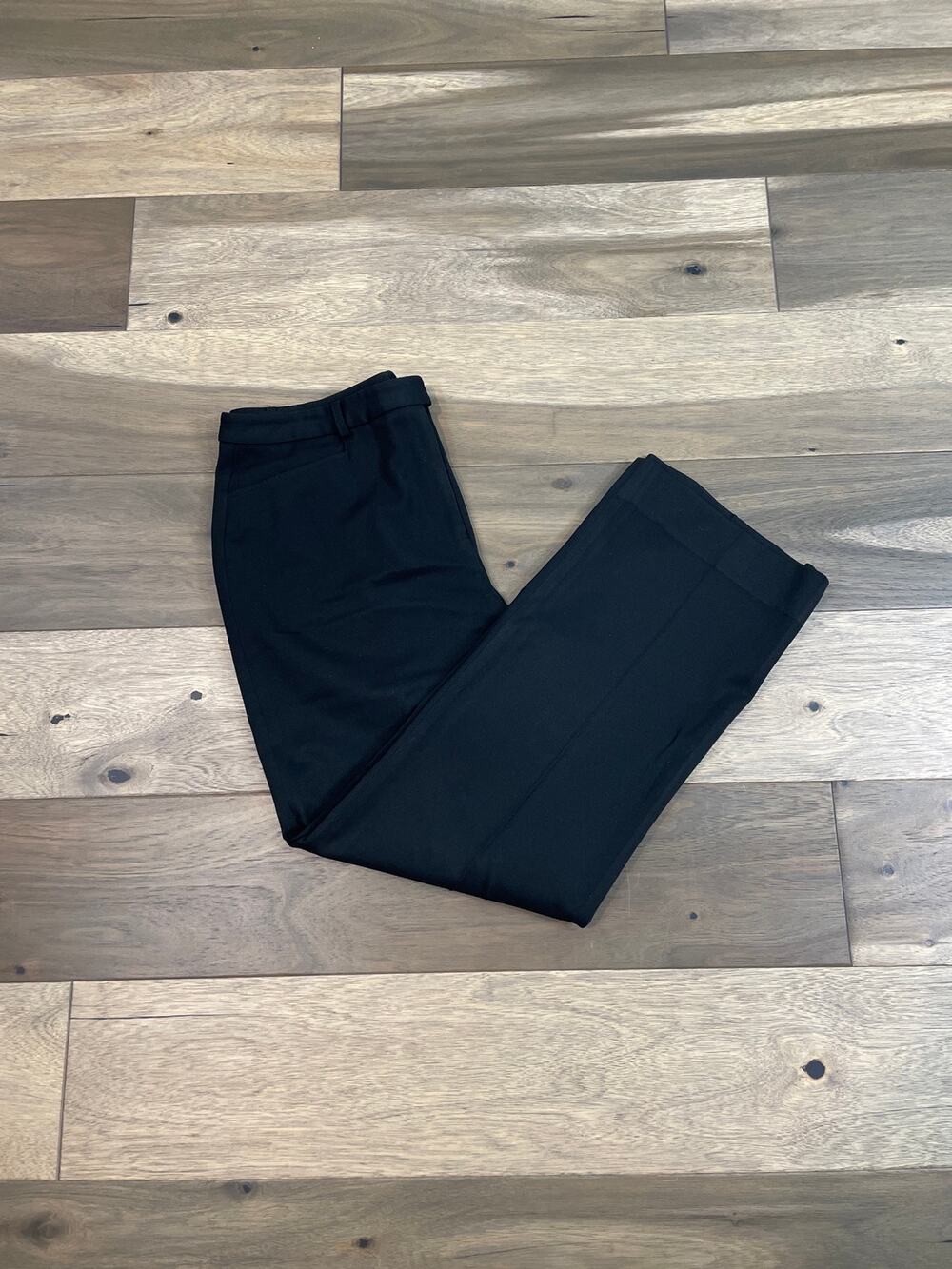 Talbots Straight Leg Trousers 10 Black Mid Rise Structured Woven